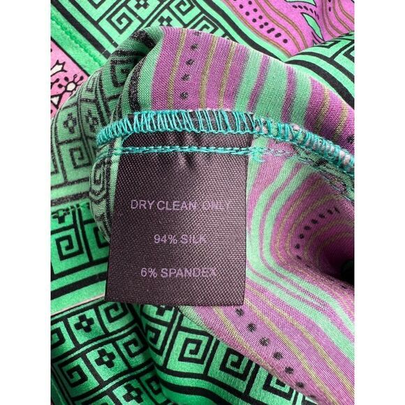 Hale Bob Women's Medium Silk Blend Colorful Boho Abstract Print Long Sleeve - Picture 13 of 15